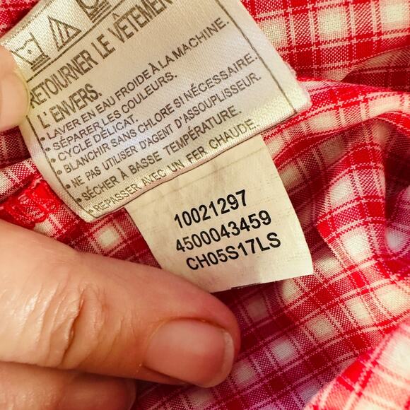 ariat pro series men’s large red white plaid button down long sleeve shirt - Picture 6 of 11